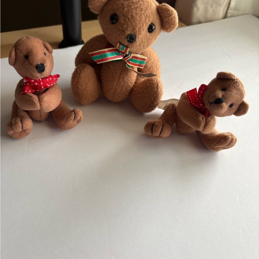 Hallmark Brown Teddy Bear Trio with Red Accents